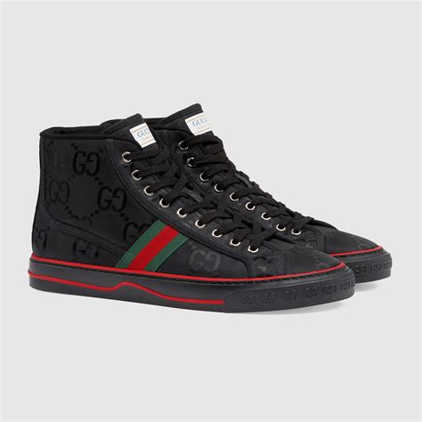 gucci black leather and snakeskin gg high top sneakers|gucci off the grid sneakers.